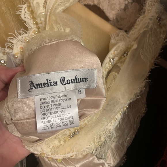 Champagne Lace Beaded Gown - Picture 6 of 7